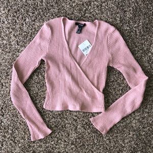 Pink ribbed crop sweater
